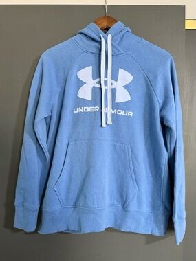 Under Armour Blue Speckled Hoodie Size Small | White Logo Pullover